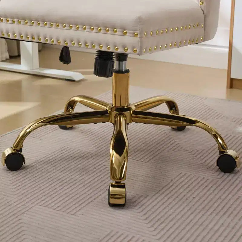 TUYOHW Modern Swivel Home Office Chair with Tufted Back,Plush Velvet Computer Chair with Chrome Metal Base,19.7-22.4Adjustable Height