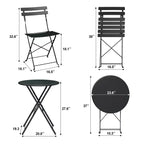 3 Piece Patio Bistro Sets, Outdoor Patio Furniture Set with Round Table and 2 Folding Chairs, for Porch, Balcony, Garden