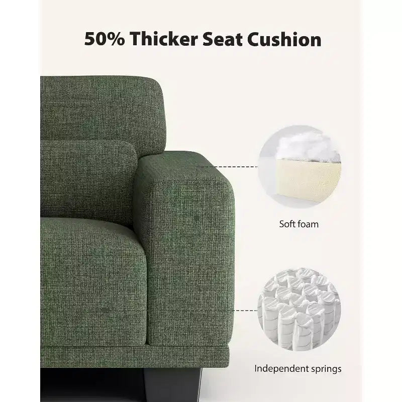 65 inch living room sofa, 2-seater sofa with wide armrests and deep seats, comfortable sofa, sofa with detachable and washable lid