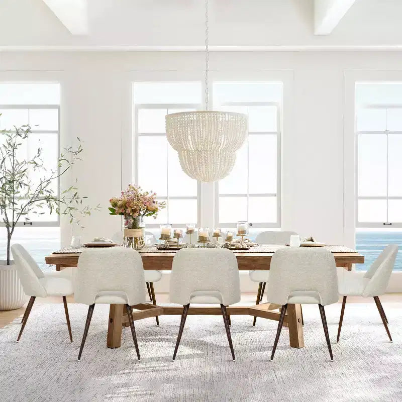 Panipeachy Dining Room Chairs Set of 8, Modern Upholstered Fabric Side Chair with Walnut Finish Metal Legs