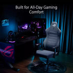 Silla gaming ASUS ROG Aethon Fabric Edition, cojín de asiento de doble densidad, reposabrazos 2D con acolchado suave, soporte lumbar integrado, estructura totalmente de acero