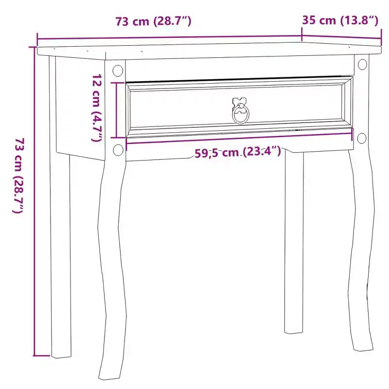 vidaXL Console Table Corona 28.7x13.8x28.7 Solid Wood Pine