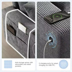 Clihome 140'' Oversized Modular Sectional Sofa with Movable Storage Ottoman,Cup Holder,Wide Seat,USB Charger,6 Seat U Shaped Corduroy Couch