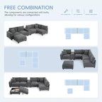 Clihome 140'' Oversized Modular Sectional Sofa with Movable Storage Ottoman,Cup Holder,Wide Seat,USB Charger,6 Seat U Shaped Corduroy Couch