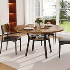 Round Dining Table for 4-6, 47 Kitchen Table w/Storage, Wooden Circle Dinner Table with Metal Legs, Modern Dining Room Tables for Kitchen