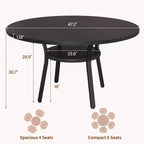 Round Dining Table for 4-6, 47 Kitchen Table w/Storage, Wooden Circle Dinner Table with Metal Legs, Modern Dining Room Tables for Kitchen