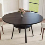 Round Dining Table for 4-6, 47 Kitchen Table w/Storage, Wooden Circle Dinner Table with Metal Legs, Modern Dining Room Tables for Kitchen