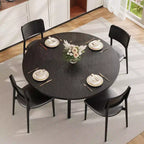 Round Dining Table for 4-6, 47 Kitchen Table w/Storage, Wooden Circle Dinner Table with Metal Legs, Modern Dining Room Tables for Kitchen