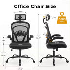 Silla de Oficina Ergonómica, Silla de Escritorio de Computadora de Respaldo Alto con Altura Ajustable y Apoyabrazos Abatibles, Silla de Juego Cómoda de Malla para Oficina en Casa