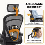 Silla de Oficina Ergonómica, Silla de Escritorio de Computadora de Respaldo Alto con Altura Ajustable y Apoyabrazos Abatibles, Silla de Juego Cómoda de Malla para Oficina en Casa