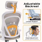 Silla de Oficina Ergonómica, Silla de Escritorio de Computadora de Respaldo Alto con Altura Ajustable y Apoyabrazos Abatibles, Silla de Juego Cómoda de Malla para Oficina en Casa