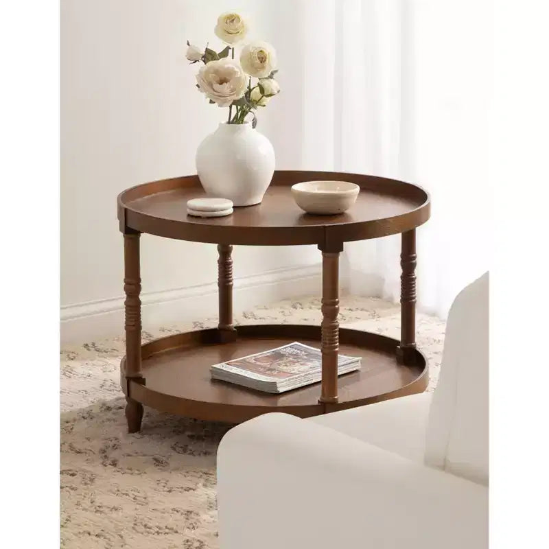 Kate and Laurel Bellport Round Wood Coffee Table, 29x29x21, Rustic Brown