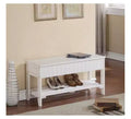 Solid Wood Shoe Bench, High-Quality Storage Bench with Storage Function for Entryway - White