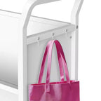 3-Tier Metal Rolling Storage Cart with Lockable Wheels and Side Hooks, White Finish, Versatile Shelving Unit for Home, Library, School, and Office