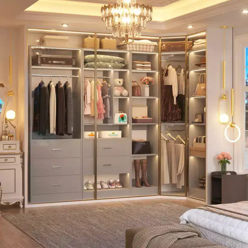 Besiost Freestanding Closet Organizer System with 5 Drawers & 12 Shelves