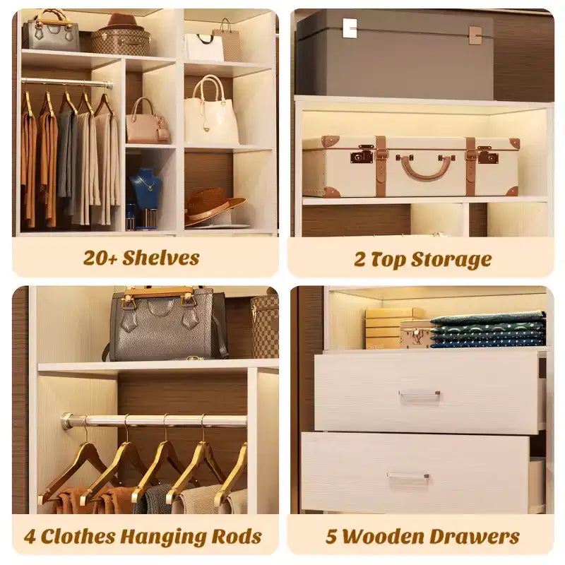 Besiost Freestanding Closet Organizer System with 5 Drawers & 12 Shelves