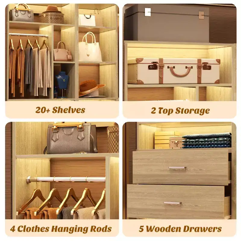 Besiost Freestanding Closet Organizer System with 5 Drawers & 12 Shelves