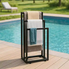 38 H Free Standing Towel Rack, 3 Tier Towel Drying Rack, Steel Blanket Drying and Display Rack for Bathroom Bedroom Hot Tub Gym Pool