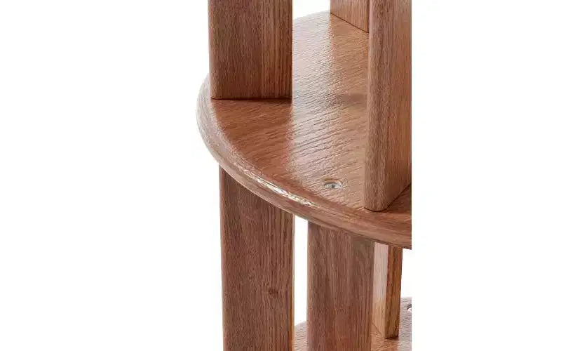 TUYOHW Rotating Bookshelves with Wheels,Round Revolving,Bookshelf Tower,Narrow Tall,Soild Wood Bookcases for Small Space,Office,Walnut