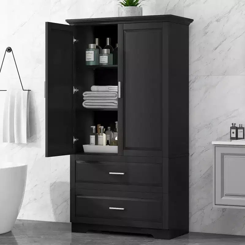 CASAINC Tall Bathroom Storage Cabinet with Two Doors and Drawers, Adjustable Shelf, MDF Board