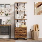 4 Shelf Bookcase with Storage Drawers, 70.9 Inch High Open Display Shelf for Living Room, Bedroom, Office