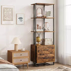 4 Shelf Bookcase with Storage Drawers, 70.9 Inch High Open Display Shelf for Living Room, Bedroom, Office