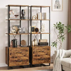 4 Shelf Bookcase with Storage Drawers, 70.9 Inch High Open Display Shelf for Living Room, Bedroom, Office
