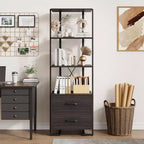 4 Shelf Bookcase with Storage Drawers, 70.9 Inch High Open Display Shelf for Living Room, Bedroom, Office