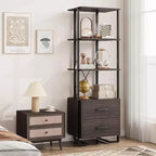 4 Shelf Bookcase with Storage Drawers, 70.9 Inch High Open Display Shelf for Living Room, Bedroom, Office