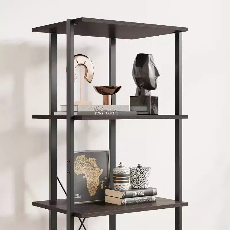 4 Shelf Bookcase with Storage Drawers, 70.9 Inch High Open Display Shelf for Living Room, Bedroom, Office