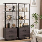 4 Shelf Bookcase with Storage Drawers, 70.9 Inch High Open Display Shelf for Living Room, Bedroom, Office