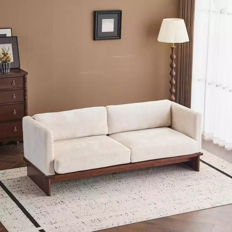77 Modern Square Arm Boucle Sofa with Solid Wood Base, Corduroy Loveseat Sofa Couch for Small Living Room, Bedroom, or Apartment-Panipeachy
