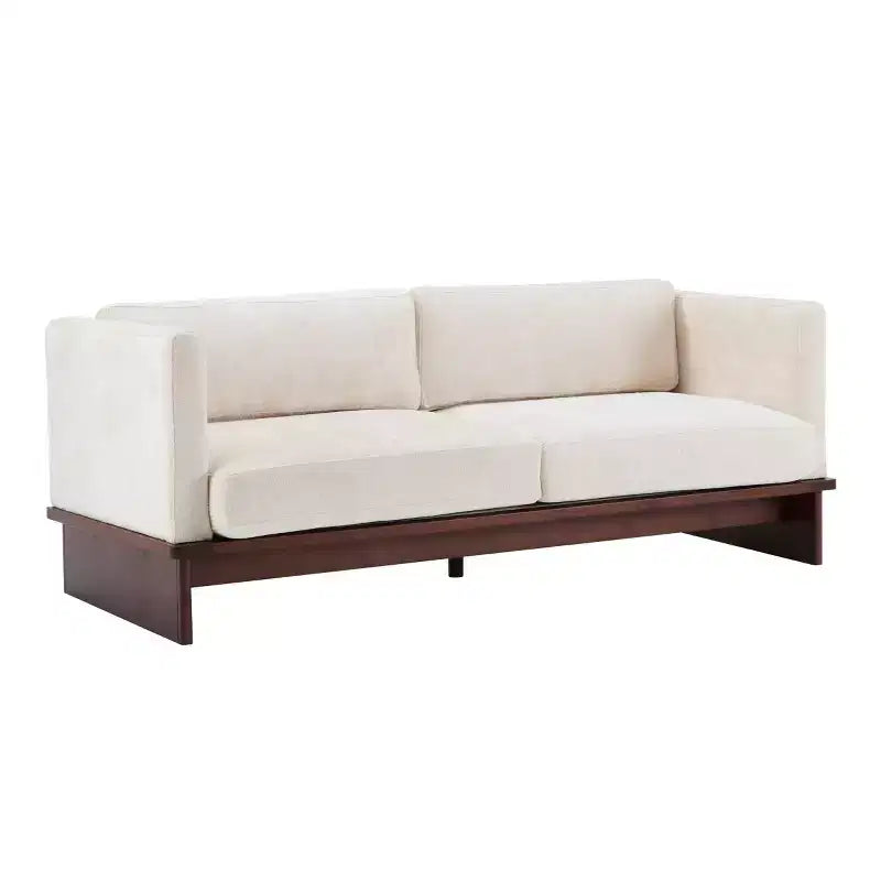 77 Modern Square Arm Boucle Sofa with Solid Wood Base, Corduroy Loveseat Sofa Couch for Small Living Room, Bedroom, or Apartment-Panipeachy