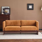 77 Modern Square Arm Boucle Sofa with Solid Wood Base, Corduroy Loveseat Sofa Couch for Small Living Room, Bedroom, or Apartment-Panipeachy
