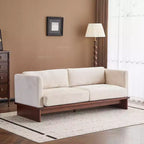 77 Modern Square Arm Boucle Sofa with Solid Wood Base, Corduroy Loveseat Sofa Couch for Small Living Room, Bedroom, or Apartment-Panipeachy