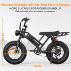 Bicicleta Eléctrica Eilleo 20 Fat Tire Motor de 750W (920W pico), 40 km/h, 80-110 km de autonomía, batería de 48V 15.6Ah, doble suspensión, Shimano de 7 velocidades