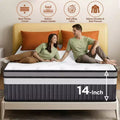 King Size Mattress, 14 Inch King Mattress Memory Foam & Pocket Spring Mattress for Motion Isolation & Silent Sleep, Medium Comfort, Pressure Relieving