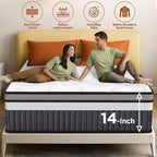 King Size Mattress, 14 Inch King Mattress Memory Foam & Pocket Spring Mattress for Motion Isolation & Silent Sleep, Medium Comfort, Pressure Relieving
