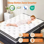 King Size Mattress, 14 Inch King Mattress Memory Foam & Pocket Spring Mattress for Motion Isolation & Silent Sleep, Medium Comfort, Pressure Relieving
