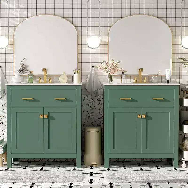 60 Bathroom Vanity Set with Double Sinks, Bathroom Vanity Sink Combo with Soft Close Doors and Drawer