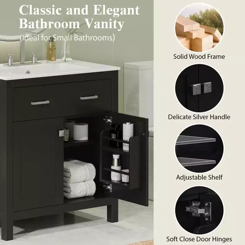 60 Bathroom Vanity Set with Double Sinks, Bathroom Vanity Sink Combo with Soft Close Doors and Drawer