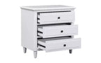 TUYOHW Smooth-Glide Storage Side Table, 3-Drawer Modern Nightstand with Rubber Wood Legs, Easy Assembly Side Table for Bedroom & Living Room