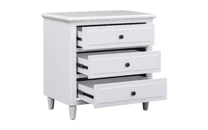 TUYOHW Smooth-Glide Storage Side Table, 3-Drawer Modern Nightstand with Rubber Wood Legs, Easy Assembly Side Table for Bedroom & Living Room