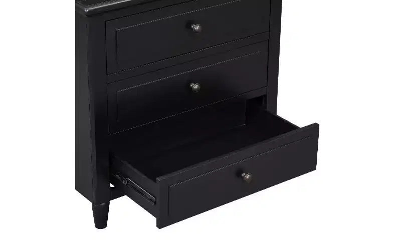 TUYOHW Smooth-Glide Storage Side Table, 3-Drawer Modern Nightstand with Rubber Wood Legs, Easy Assembly Side Table for Bedroom & Living Room