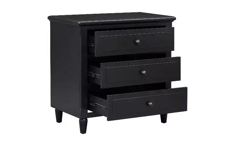 TUYOHW Smooth-Glide Storage Side Table, 3-Drawer Modern Nightstand with Rubber Wood Legs, Easy Assembly Side Table for Bedroom & Living Room