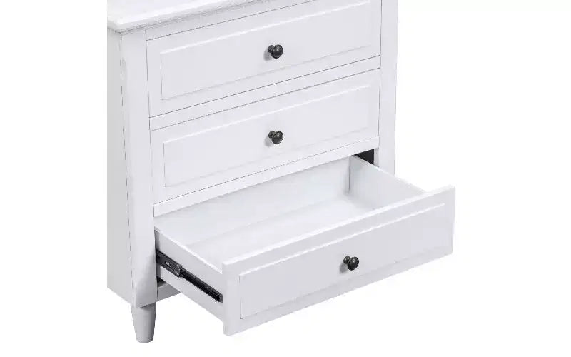 TUYOHW Smooth-Glide Storage Side Table, 3-Drawer Modern Nightstand with Rubber Wood Legs, Easy Assembly Side Table for Bedroom & Living Room