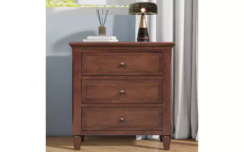 TUYOHW Smooth-Glide Storage Side Table, 3-Drawer Modern Nightstand with Rubber Wood Legs, Easy Assembly Side Table for Bedroom & Living Room