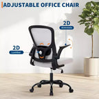 Silla de oficina de malla gris de alta gama ergonómica prémium - Altura ajustable, reposabrazos plegables y soporte lumbar - Cómodo asiento giratorio para el hogar, juegos y trabajo