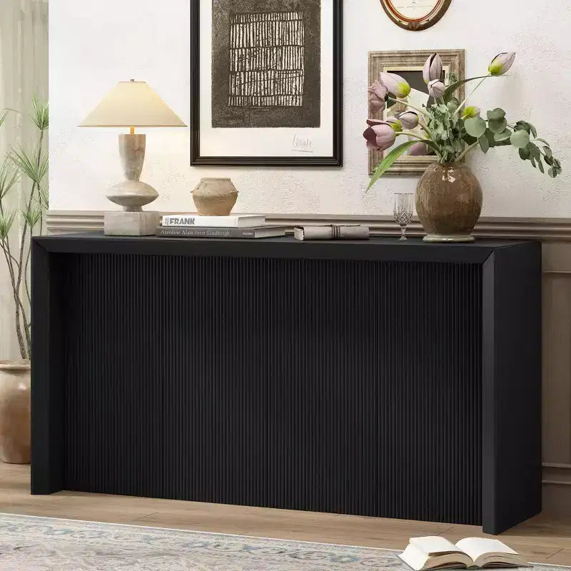 Okak Simple Rectangular Console Table with Wavy Design Base,Modern Woood Entryway Table for Living Room,Hallway,Foyer