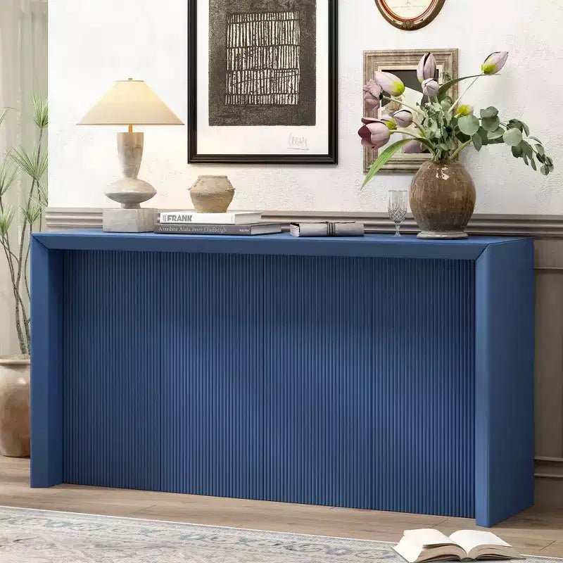 Okak Simple Rectangular Console Table with Wavy Design Base,Modern Woood Entryway Table for Living Room,Hallway,Foyer